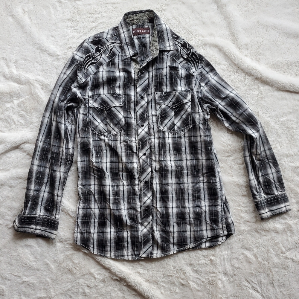 Pintlar Men's Plaid Snap Western Shirt